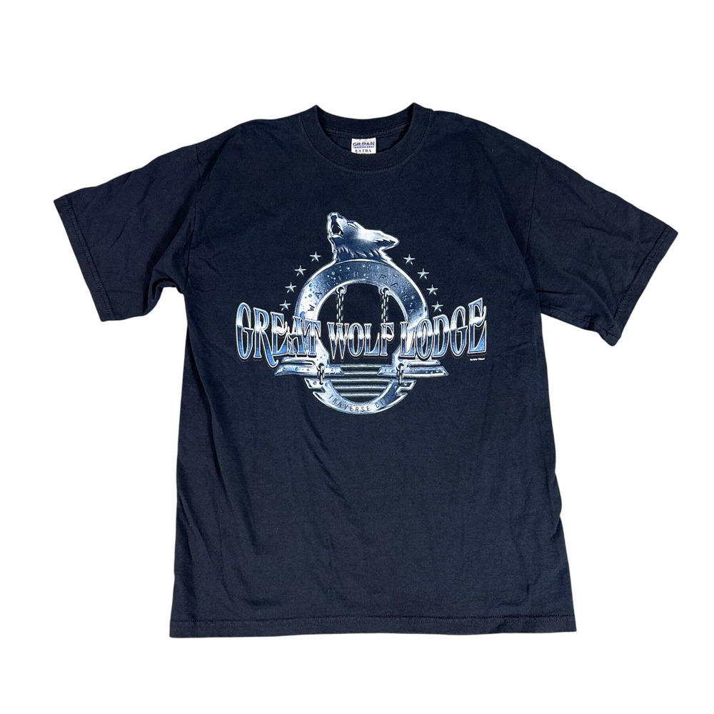 Vintage Great Wolf Lodge T Shirt‎ Gildan Black Graphic Tee Souvenir Vacation M